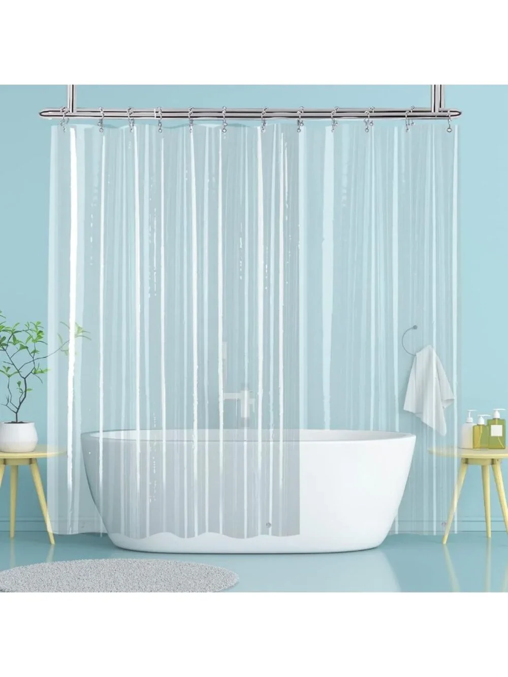 Extra Large Clear Bathroom Curtain Liner 108x78 for Clawfoot Tub & Showers